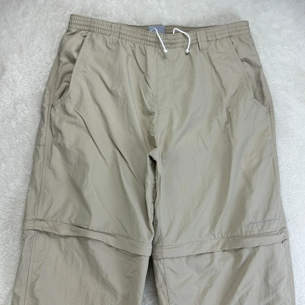 Columbia PFG Convertible Cargo Pants Mens L Beige Straight Flat Front Mid Rise